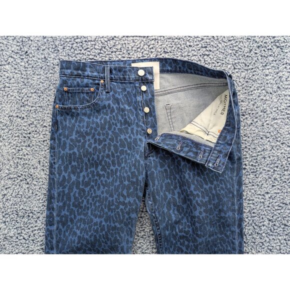 Mother Superior The Tomcat Ankle Sinister Blue Jeans Womens 32 Leopard Crop - Picture 4 of 16